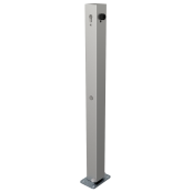 Stainless steel post | 70 x 70 mm | foldable, self-engaging lockto be fixed by plugs, with base plate 100 x 150 mmhot-dip galvanized | with Euro profile cylinder lock and three keys | without eyelet